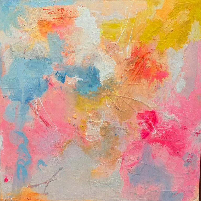 Breakthrough – Abstraktes Acryl-Öl-Gemälde 60x60cm von Michaela Liu